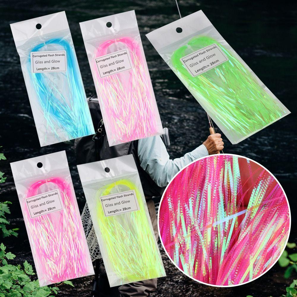 2Pcs Flies Tying Strands Gliss Simulates Fish Scale Corrugated Flash Tinsel Glow