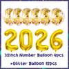 32-дюймовые фольгированные шары 2026 года, цветные, для украшения вечеринки в честь Нового года, принадлежности для юбилея, 12-дюймовые латексные шары с блестками, реквизит для фотозоны