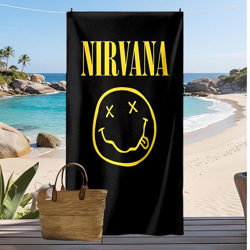 Быстросохнущее пляжное полотенце с принтом Nirvana, супервпитывающее, мягкое, легкое, банное полотенце для бассейна, летнего отдыха