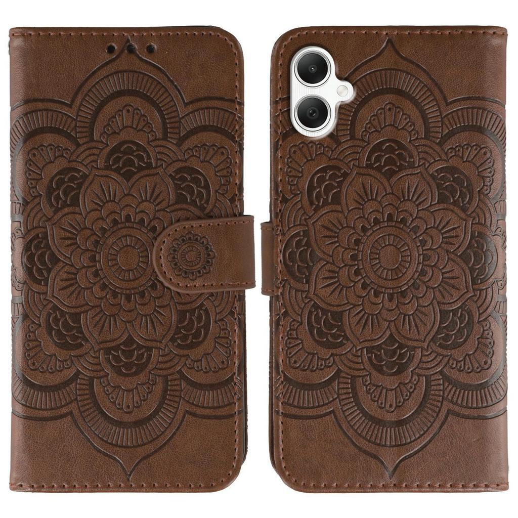 For Samsung Galaxy A06 4G/5G/A07 Case PU Leather Mandala Imprinted Design Wallet Phone Cover with Wrist Strap