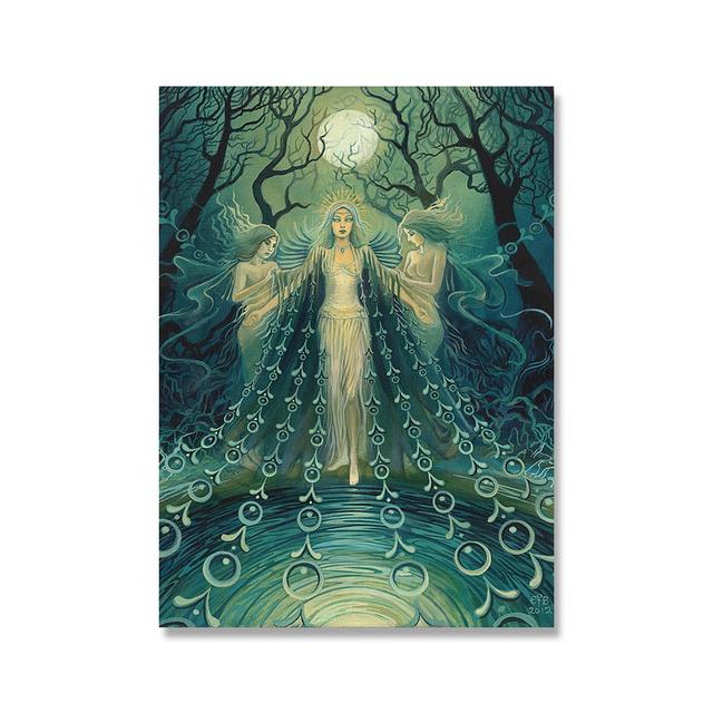 Греческий миф, богиня, ведьма, языческий настенный художественный постер, психоделический богемный цыганский холст, картина с принтом, домашний декор для спальни