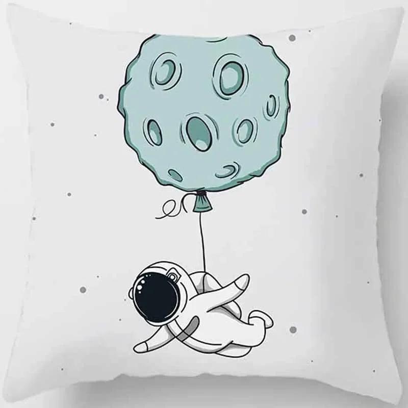 Cartoon Humor Astronaut Print Square Pillowcase Home Decor Car Sofa Cushion Cover