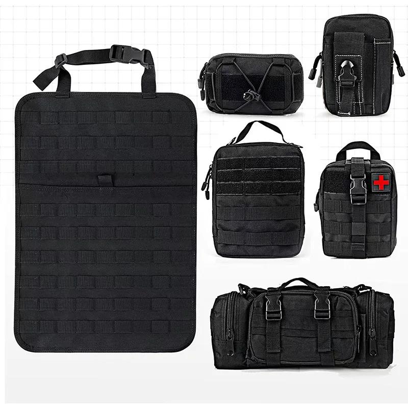 Universal Car Backrest Wall Hanging Seat Back Organizer Molle Panel Storage Bag with 5 Detachable Pouch Multifunctional Storage