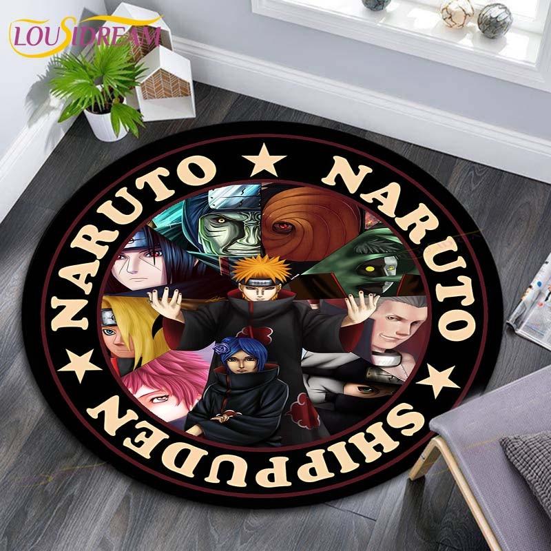 Круглые коврики с рисунком Наруто, геометрические противоскользящие напольные коврики для гостиной, декор для комнаты, домашние коврики, коврик для игр в стиле Наруто, детский коврик