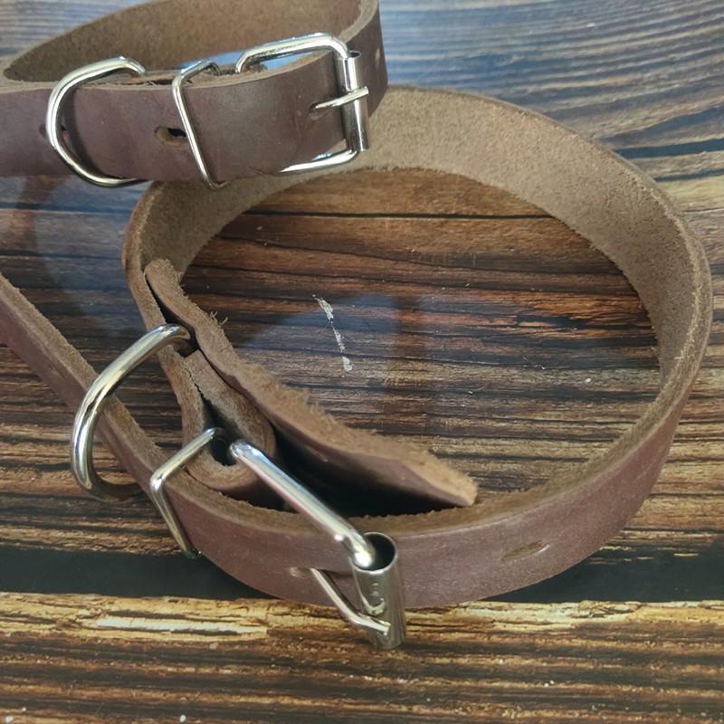 Genuine Leather Dog Collar Medium Large Dogs Solid Color Adjustable Pet Neck