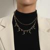 Европа, Америка, Геометрическое металлическое ожерелье-подвеска в виде полумесяца со стразами, Женская модная трендовая многослойная цепочка для свитера