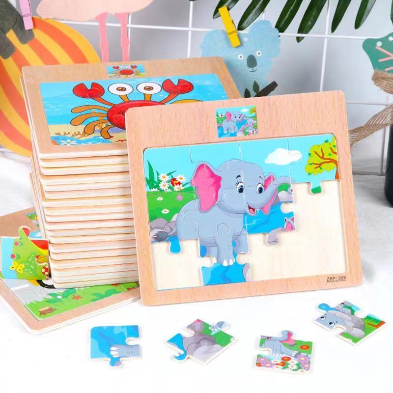 3D игрушки Монтессори Образовательные деревянные игрушки для детей Раннее развитие Мультяшные животные Дорожные головоломки Детская математическая головоломка