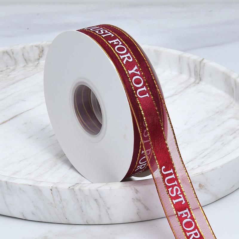 Декоративный романтический и уютный алфавит ручной работы с золотым краем из атласной пряжи, прозрачная лента, цветная лента для упаковки торта на день рождения, галстук, цветочные украшения