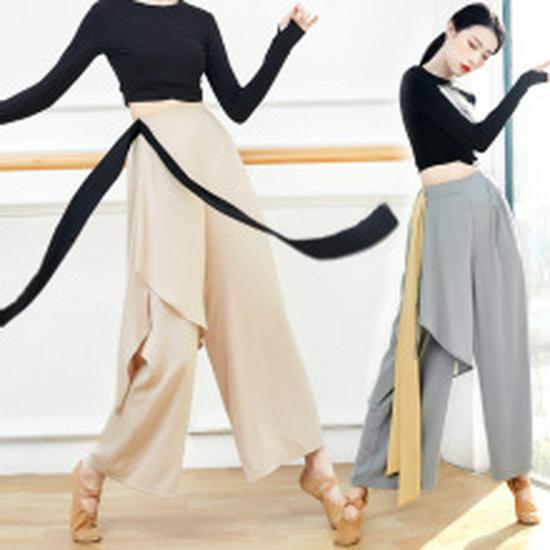 Женские асимметричные шифоновые брюки-юбка для танцев и йоги