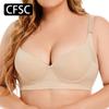 Женский бюстгальтер большого размера CFSC, однотонные бюстгальтеры с принтом, бюстгальтер пуш-ап, уменьшающий грудь, непровисающий бюстгальтер на косточках, бюстгальтер с глубоким V-образным вырезом