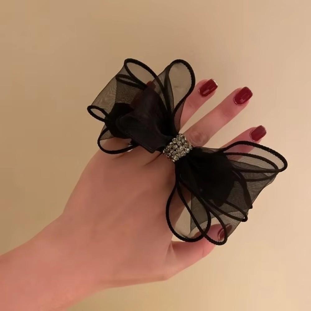 Organza Hair Ties Mesh Rhinestone Elastic Hair Bands Sweet Ponytail Hair Accessories Women Girls