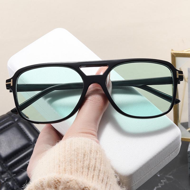 Модные квадратные очки-авиаторы женские большие с двойной переносицей унисекс солнцезащитные очки UV400