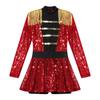 Girls Ringmaster Circus Costume Long Sleeve Tassel Epaulet Shiny Sequins Design Jumpsuit Dress