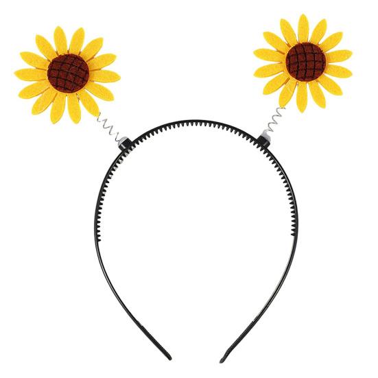 Обруч для волос с декором в виде подсолнечника, весенний дизайн, противоскользящая повязка на голову с зубцами для детей и взрослых, пластиковая легкая повязка на голову