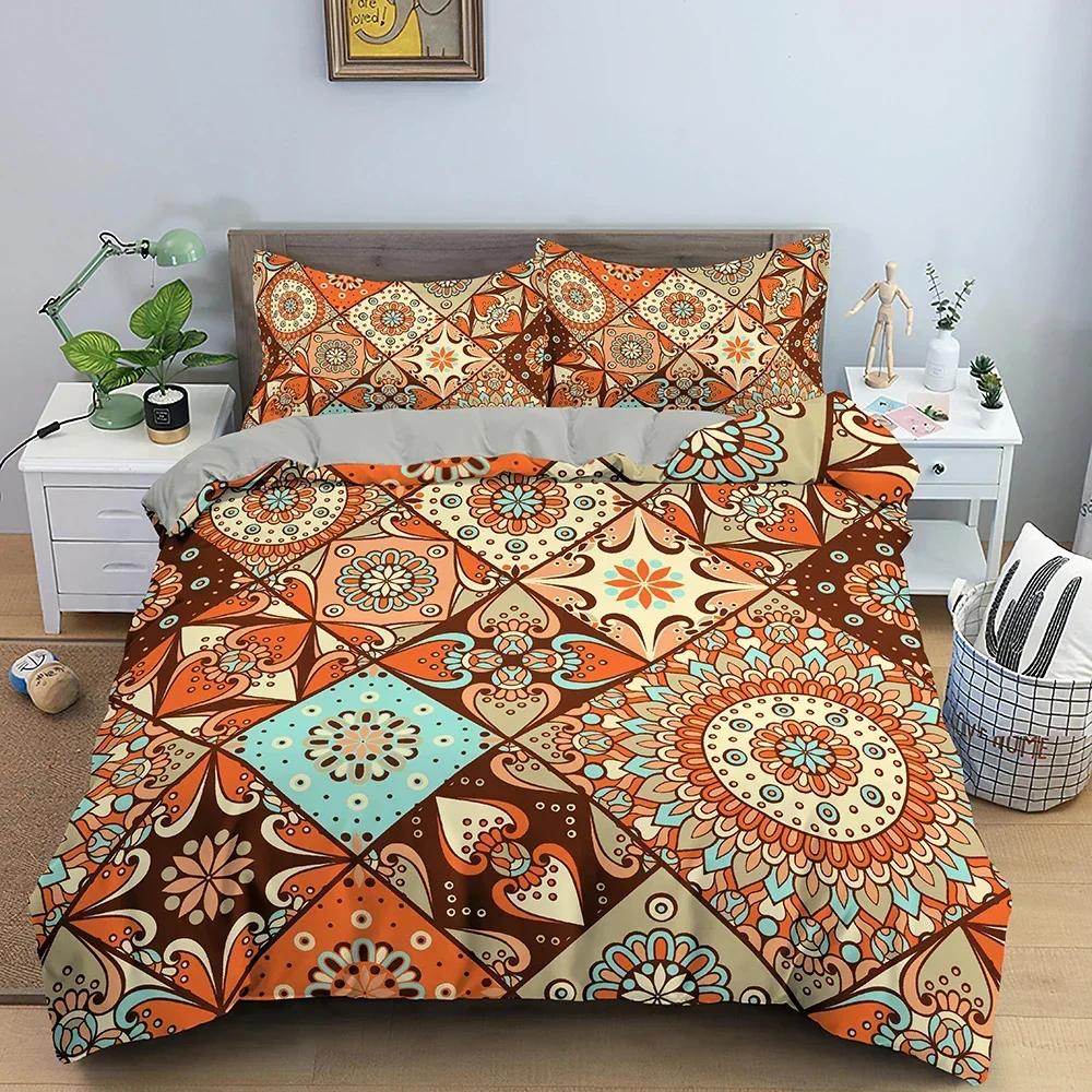 2/3Pcs Ethnic Mandala Bohemian Comfortable Duvet Quilt Cover Pillowcase Bedding Set Children Bedroom Decoration Home Textile