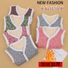 Women's V Neck Sleeveless Vest Slim Fit Casual Floral Print Fleece Lined Waistcoat