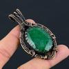 Lab-Created Emerald Gemstone Pure Copper Wire Wrapped Handmade Pendant Jewelry For Christmas Gift