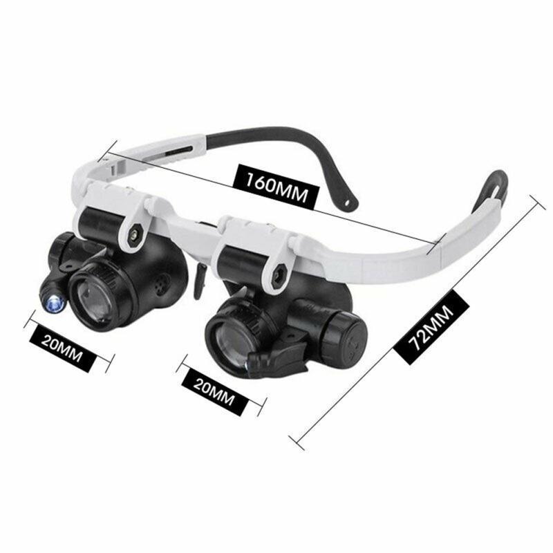 Регулируемая по размеру головка, светодиодная лупа, акриловая линза, двойная увеличительное стекло для очков