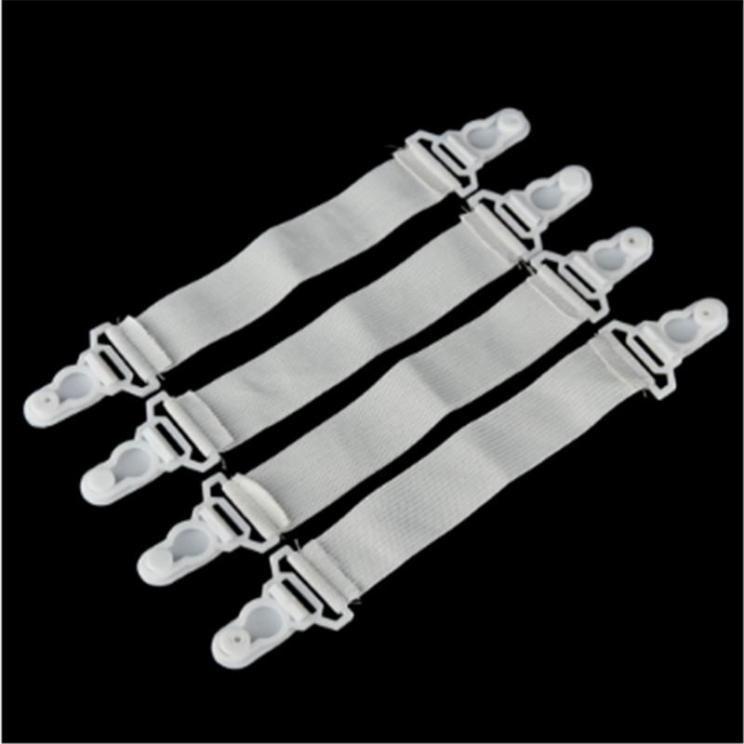 4 Pcs White Bed Sheet Mattress Cover Blankets Grippers Clip Holder Fasteners Elastic Set