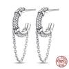 Original 100% 925 Silver Geometric Sun Moon And Stars Tassel Women's Earrings Party Anniversary Gift