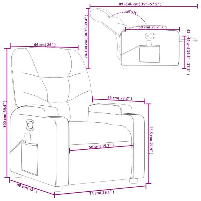VidaXL Reclining Massage Armchair, Relaxation Chair with Cup Holders, Seat with Backrest and Armrests Living Room, 372458