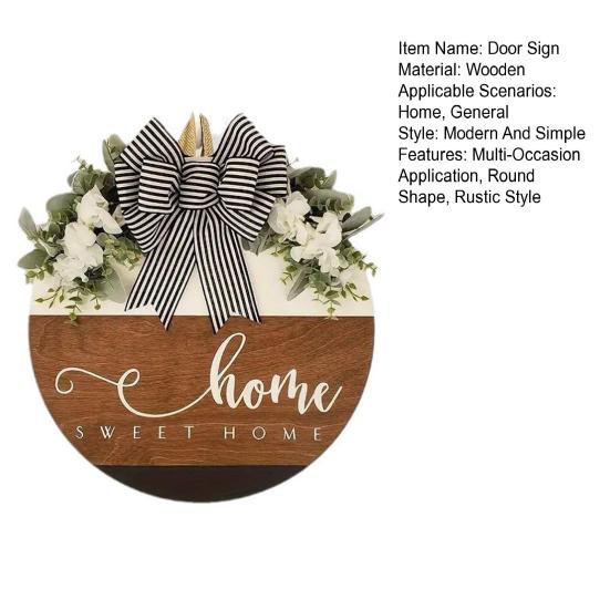 Деревянный приветственный знак на входной двери, приветственный знак с бантом, диаметр 12 дюймов, круглый знак