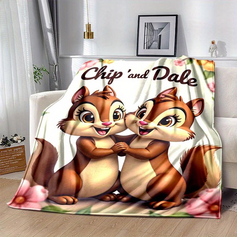 1pc, Chip 'and Dale Cartoon Blanket, Cute Cartoon Squirrel Stuffed Animal, Home Decor Gift, for Decorating Your Own Sofa and Living Room, Su
