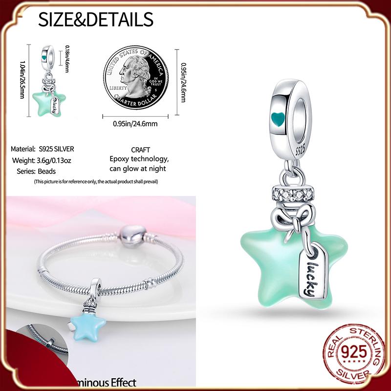 Подвески Plata De Ley S925, серебряный хамелеон, светящийся светлячок, самолет, чемодан, подходит для S925, оригинальные браслеты, кулон, ювелирные изделия своими руками