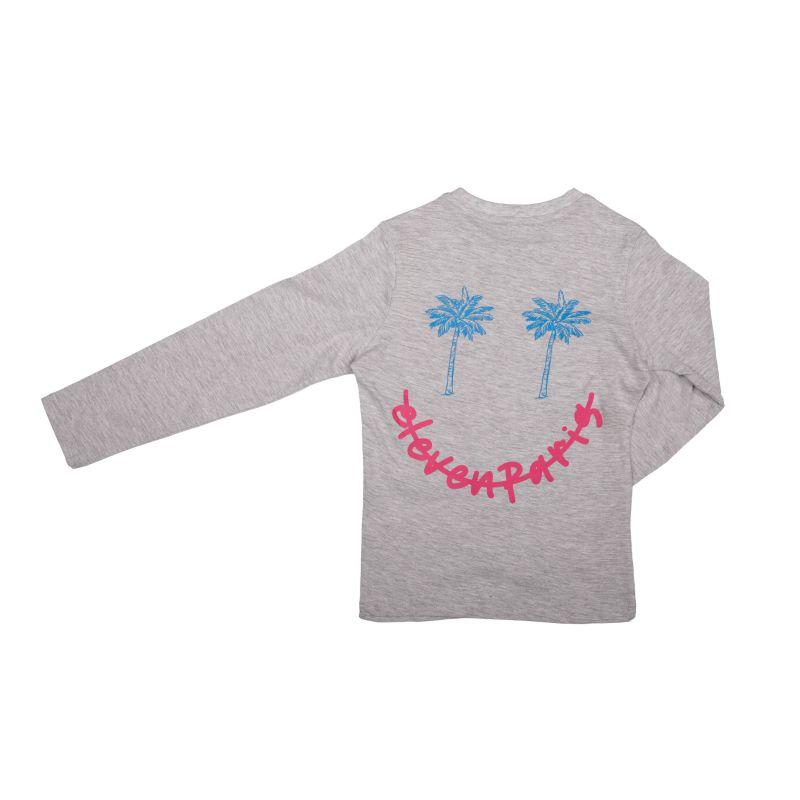 Детская хлопковая вышитая футболка с длинными рукавами ELEVEN PARIS