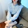 Fashion New 2024 Autumn Long Sleeve Stand Collar Casual Ruffles Chiffon Blouse Shirt Women Tops Blouses Shirts J554