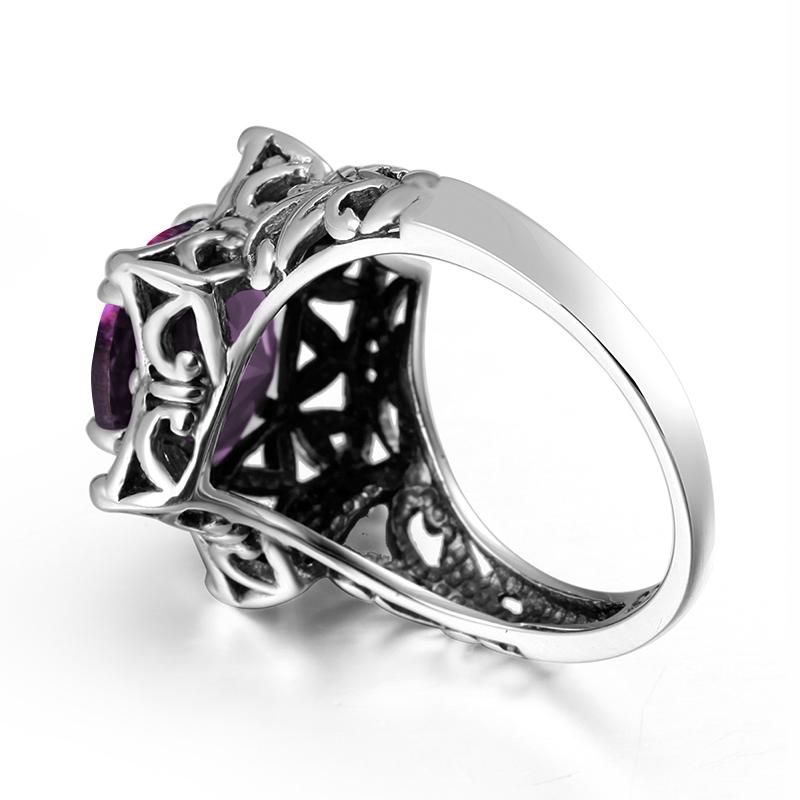 Кольца с фиолетовым аметистом и драгоценными камнями в форме звезды Давида для женщин из стерлингового серебра 925 пробы, модные ювелирные изделия, уникальный подарок ручной работы
