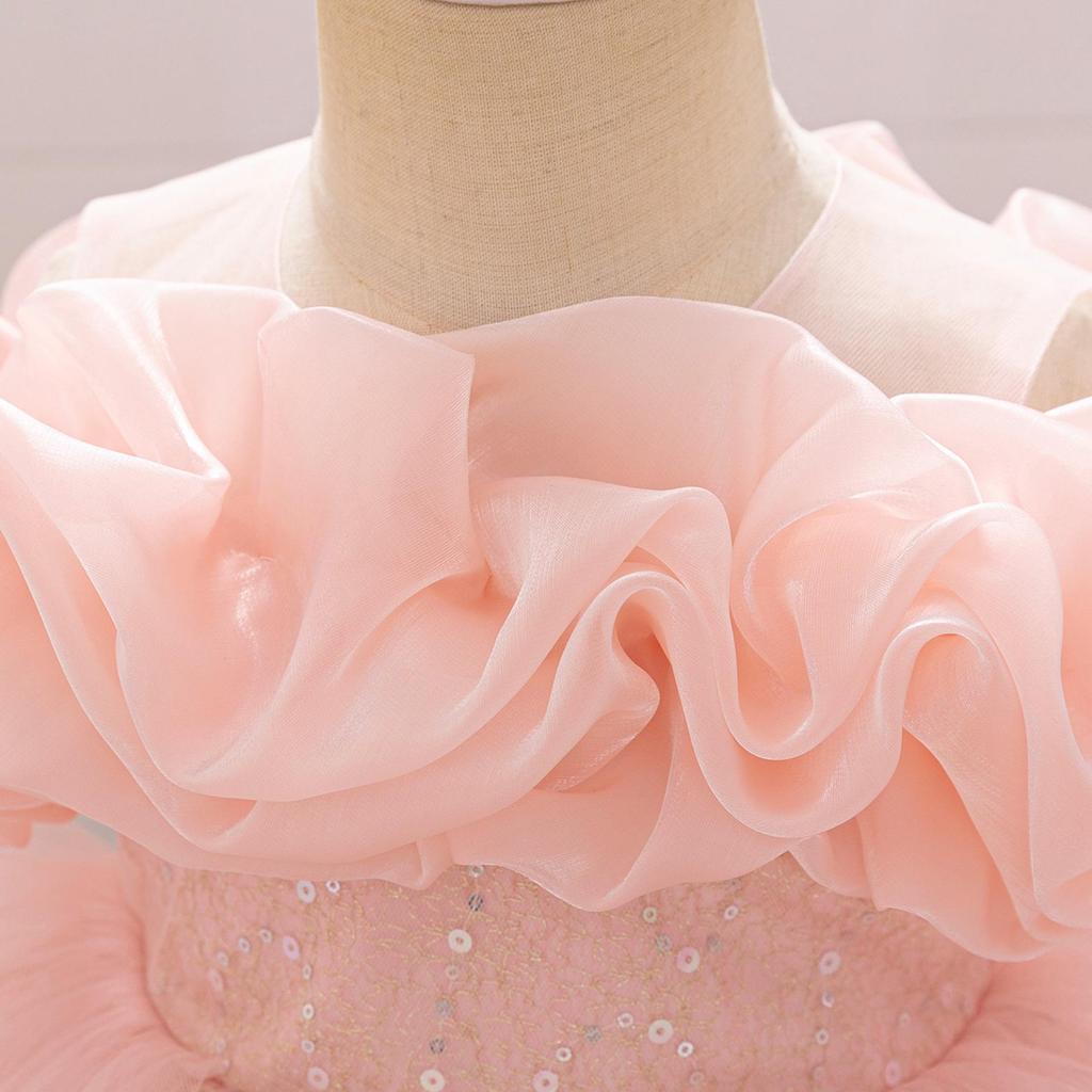 Детское пышное платье принцессы из сетки с открытыми плечами для выступлений на фортепиано