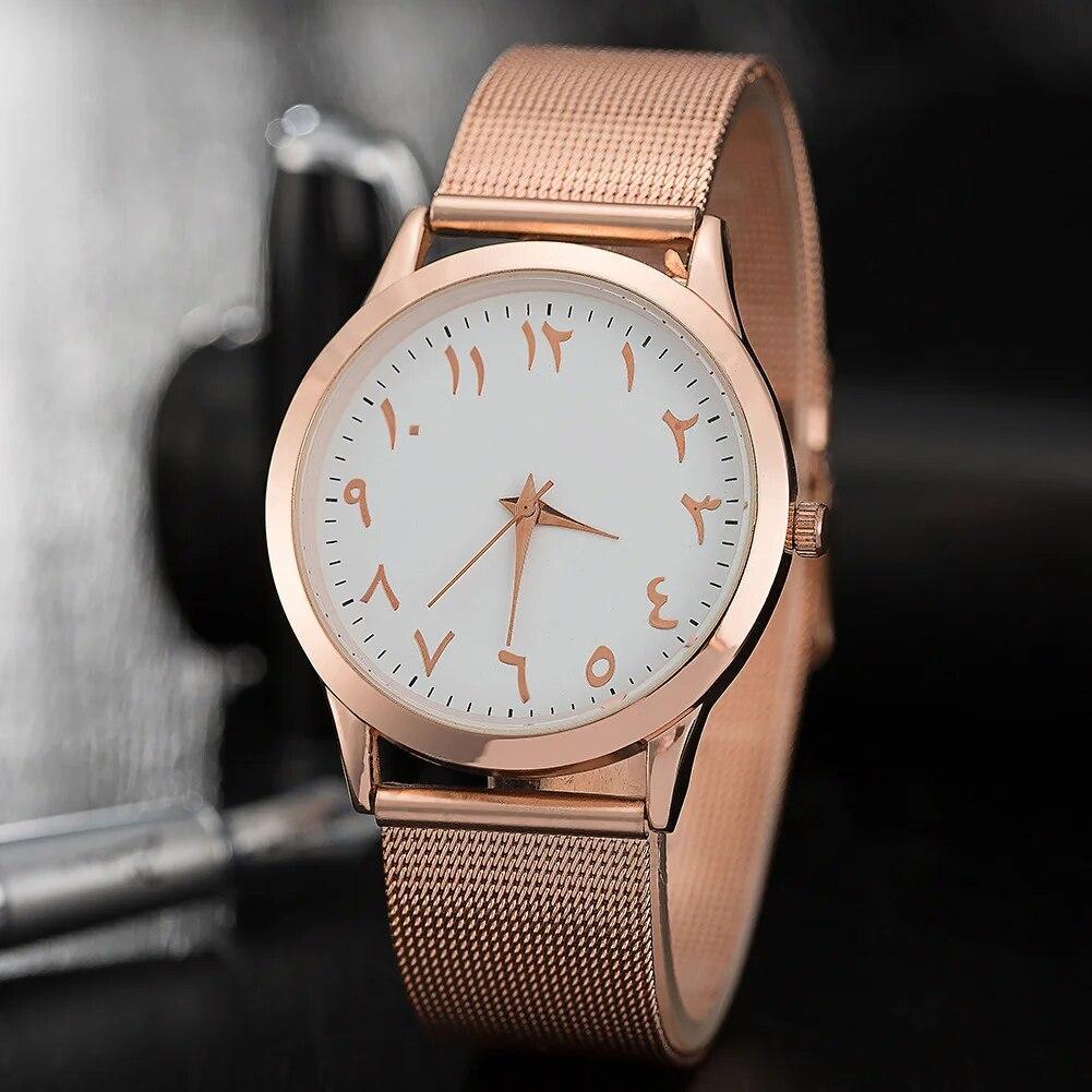 Men Women Watch with Conceptual Numbers Display Dial Simple Quartz Watches Ladies Clock Female Vintage Fashion Reloj Wristwatch