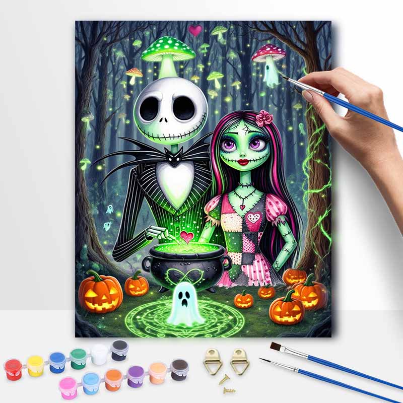Disney Jack and Sally oil painting art handmade painting kit handmade diy home decoration birthday gift