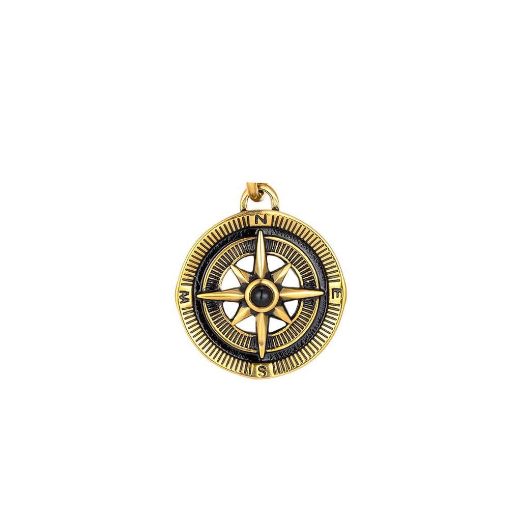 Vintage Compass Pendant Necklace Stainless Steel Disc Necklaces Gold Plated Anti Tarnish Chain Pendants ALN25123178