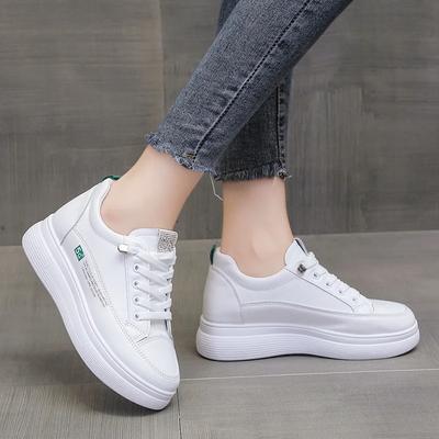Мода Мода Белая Обувь Осень Новый Стиль Толстая Подошва Повседневная Спортивная Женская Обувь Кроссовки Дышащая Толстая Подошва Вулканизированная Показано