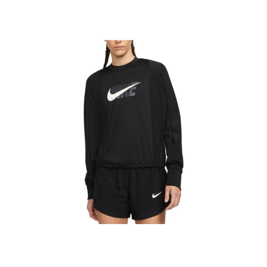 Nike Футболка с логотипом American Vintage с пряжкой на большой палец, спортивная, для бега, с длинным рукавом, женская, черная DD6943-010
