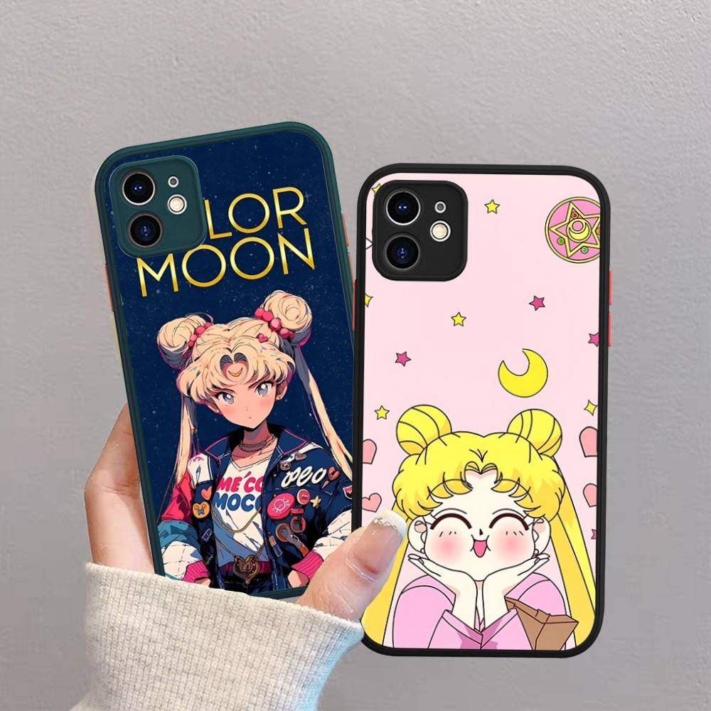 S-Sailors Аниме Луна Для IPhone 11 12 13 14 15 16 Pro Max Plus X XS MAX Ударопрочный Матовый Задний Чехол