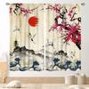 Японские Шторы Розовый Цветок Сливы Вишни Цветочная Ветка Азиатский Стиль Пейзаж Тушью Птицы Журавли Печатные Оконные Шторы