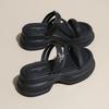 CRLAYDK Women's Platform Sandals Strap Slide Open Toe Casual Summer Beach Wedge Leather Outdoor Walking Slippers for Ladies