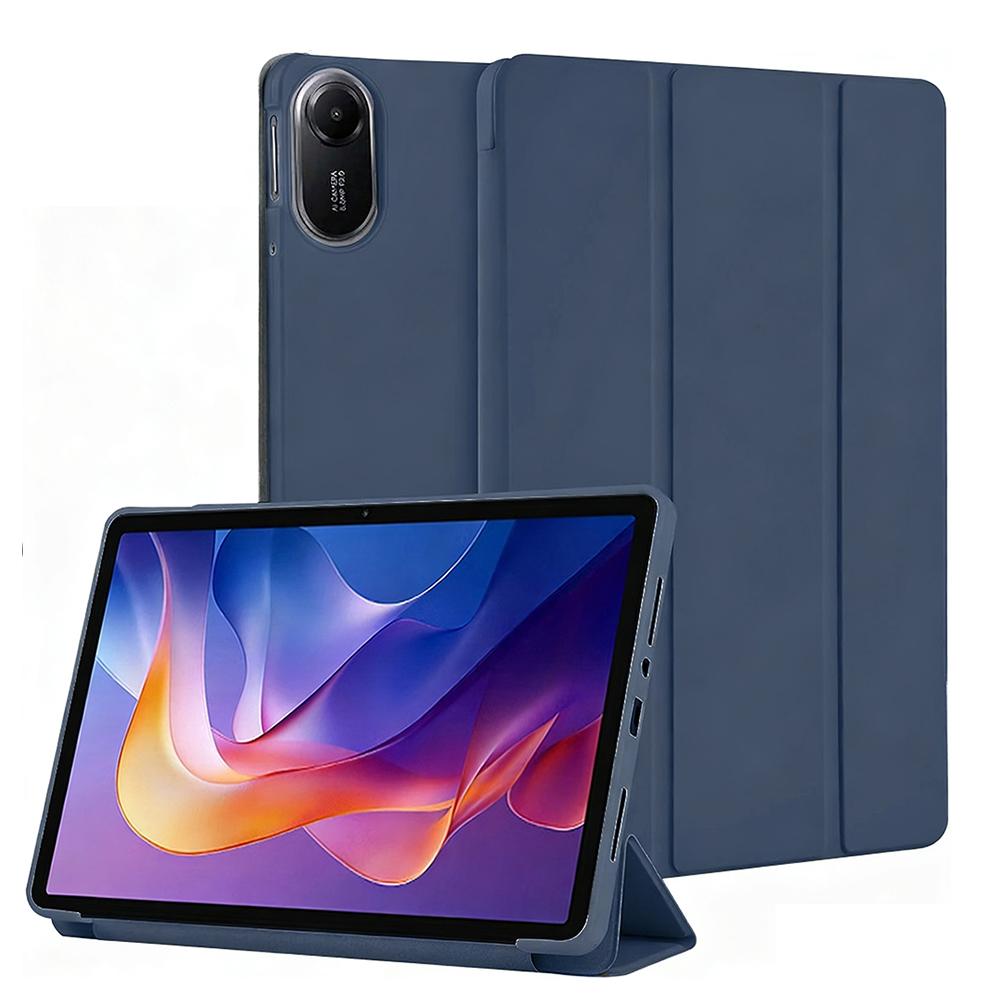 For Xiaomi Redmi Pad 2 11 Inch 2025, Silicone Tablet Case Ultra Thin Trifold Stand PU Leather Protective Cover, Auto Sleep Wake