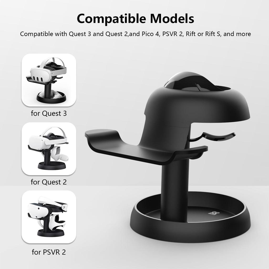 For VR Stand Headset Display and Controller Holder Mount Station For Meta Quest 3 / Quest 3S / PICO 4 / PICO 4 Ultra Stand