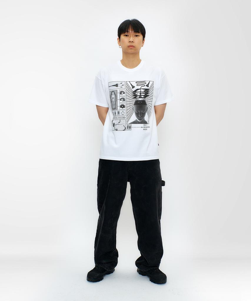 LAUGHER Charging Human T-Shirt - White