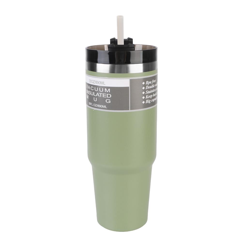 Car Thermos Mug 890ML 30oz Double-layer Cup With Free Straw Coffee Mug Insulated and cold coffee cup Stainless Steel