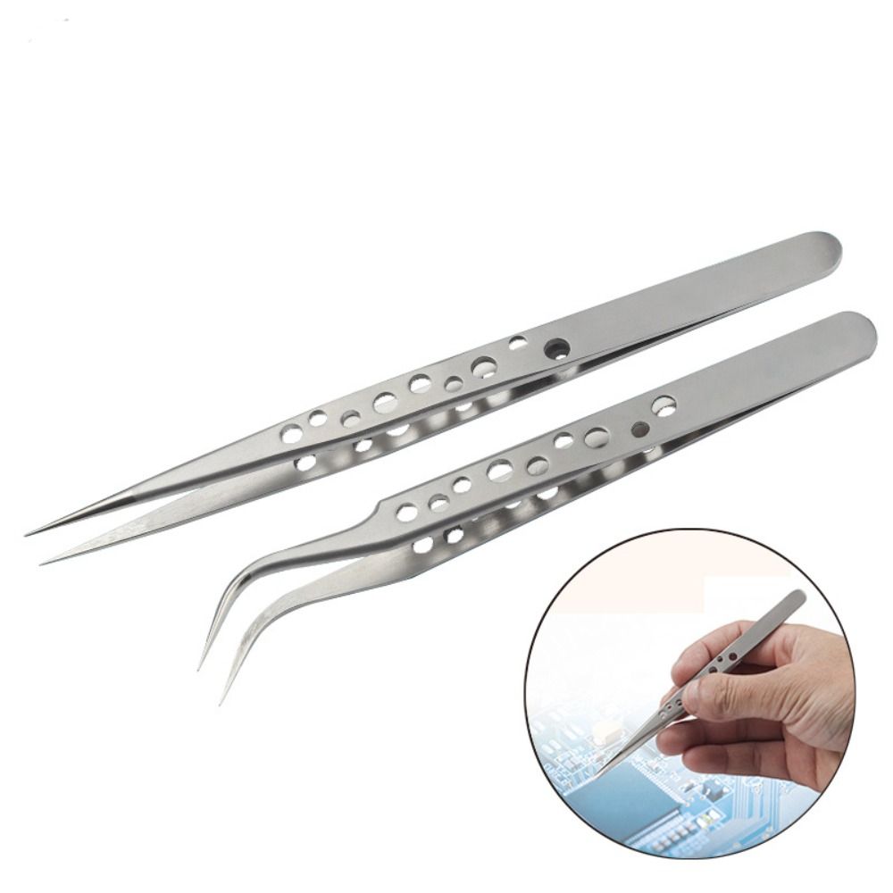 Curved Straight Tip Electronics Industrial Tweezers Repair Hand Tools Eyelash Nail Enhancement