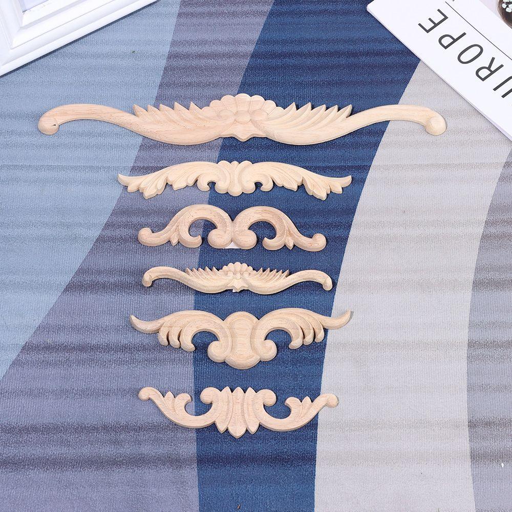 Door Decoration Woodcarving Decorative Wooden Figurines Crafts Corner Appliques Frame Wood Carved