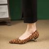 Fashion Fashion Leopard Print Women's Low Heels Autumn Shallow Mouth Pointed Toe Women's Walking Shoes Comfortable Slip-on Women's Shoes