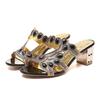 Fashion Summer New Plus Size Sandals  Rhinestones Thick Heels High Heels and Cool Slippers for Women