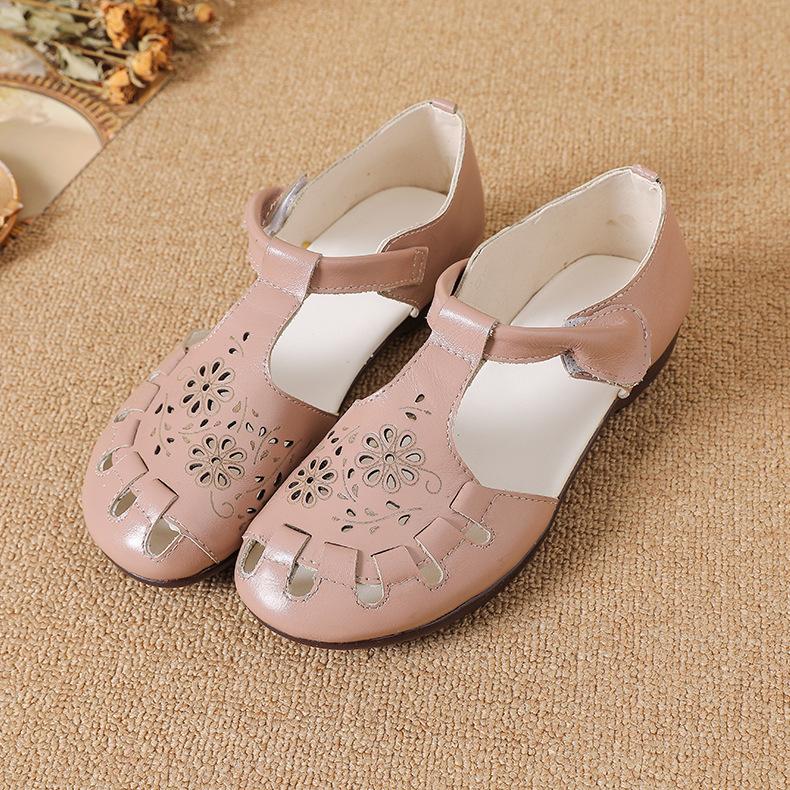 Женские летние новые сандалии на плоской подошве с мягкой подошвой и полыми носками, женские туфли из мягкой коровьей кожи с полыми носками