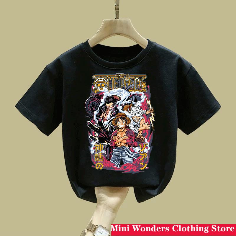 Cartoon Anime One Pieces Tshirt Kids Clothes Boys Absorb Sweat Breathable TShirt Children Girls Tees Summer Teen Clothes